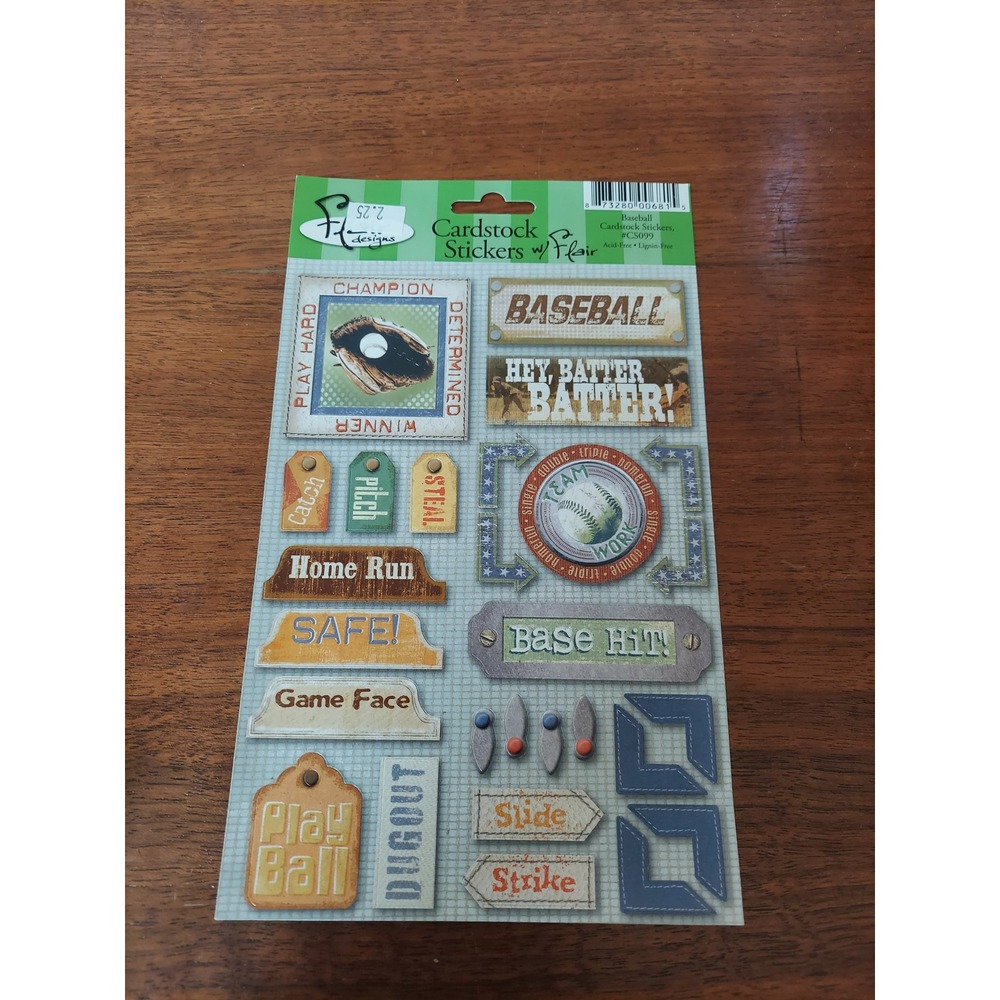 FL Designs Cardstock Stickers Baseball Flair Champions Winner Scrapbook